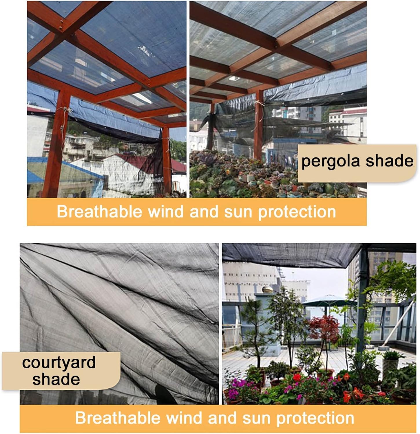 70% Garden Shade Mesh Tarp, Breathable Black Shade Cloth, 3.3x3.3 3.3x6.5 5x6.5 6.5x6.5 6.5x10 10x10 10x13 10x20 13x13 13x20 20x20ft, Anti-uv Shade Net for Outdoors, for Orchids Flowers Succulents