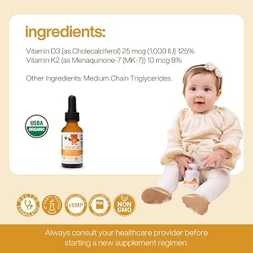 Organic Liquid Vitamin D3 w/ K2 by Dr. Ana Maria Temple | 1 Fl Oz