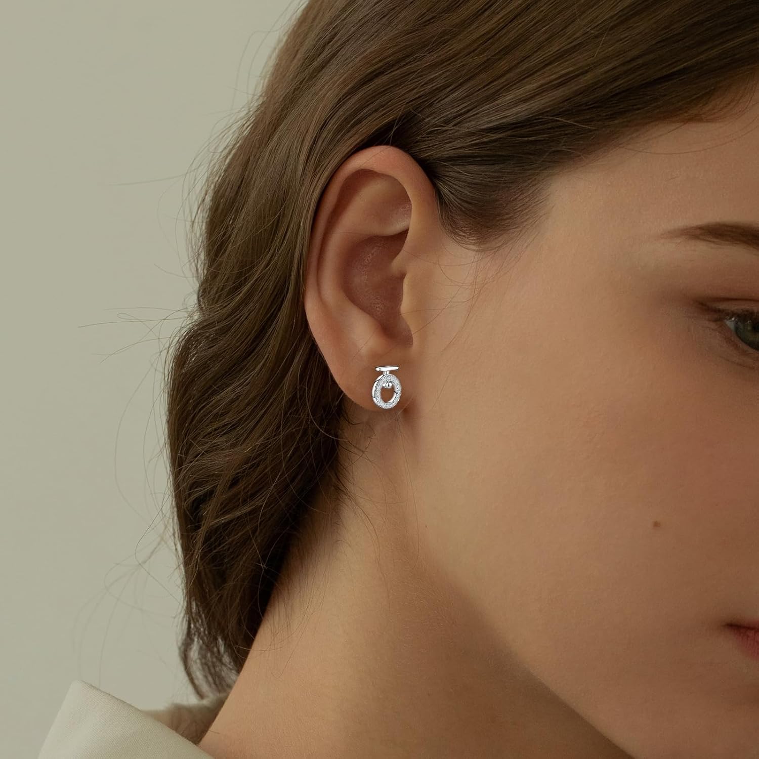 Sterling Silver Circle Stud Earrings - Shiny Cubic Zirconia Hypoallergenic CZ Circle-Shaped Minimalist Jewelry Fashion Gifts for Mom Wife - Image 5
