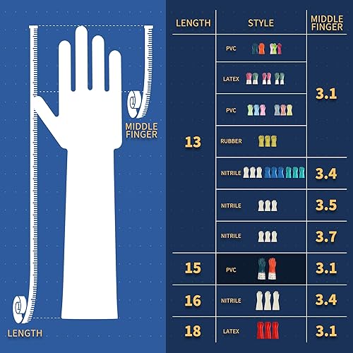 Miniatura 3 de BOOMJOY Guantes de limpieza de PVC forrados, de puños largos, resistentes, reutilizables, grandes, para lavar platos, cocina, baño, jardinería,