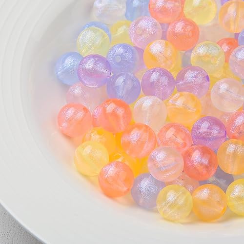 Miniatura 2 de Cuentas acrílicas de 0.631 pulgadas (0.630 in), cuentas redondas de sirena de color Ab, cuentas de océano para pulseras, anillos, collares,