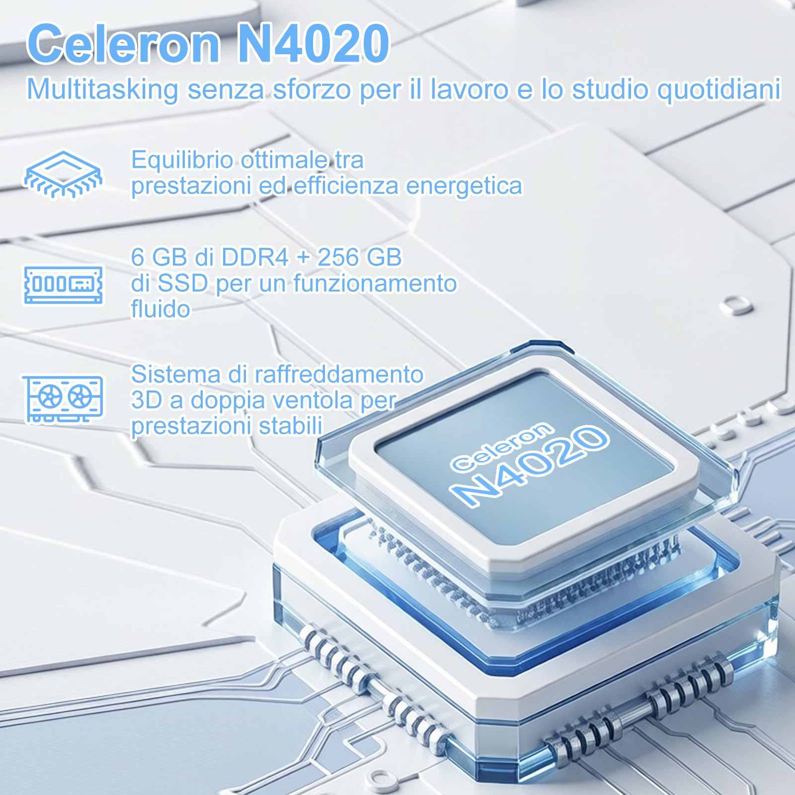 bvate PC Portatile 14 Pollici Notebook Win 11 Computer 256GB 1080P 2.4G+5G Supporta La Scheda SSD La Scheda TF Estesa, Wireless Bluetooth Mouse Wifi, Italiana Tastiera -Blu