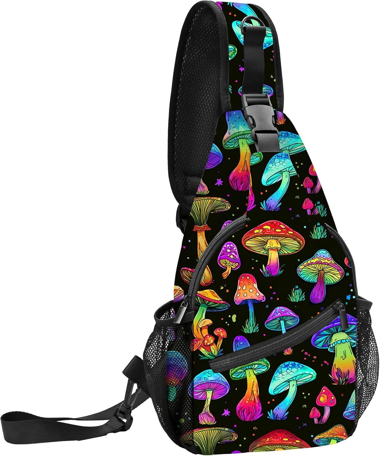 FyLybois Mushroom Sling Bag for Women Crossbody Backpack Lightweight Chest Daypack Fashion Shoulder Bags for Travel Hiking Biking