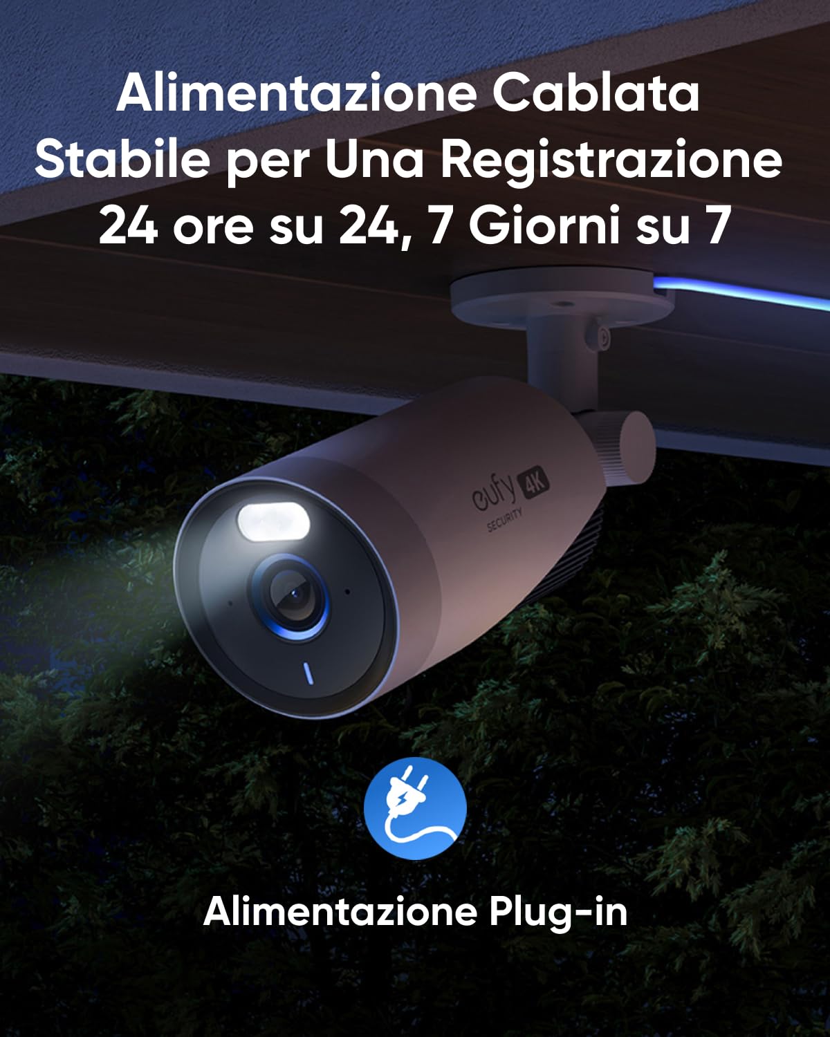 eufy Security eufyCam E330 (Pro) kit 4 telecamere, telecamere esterni 4K, registraz, 24/7, plug-in, NVR Wi-Fi, disco rigido 1 TB incluso, 10 canali, archiv. locale, nessun costo mensile