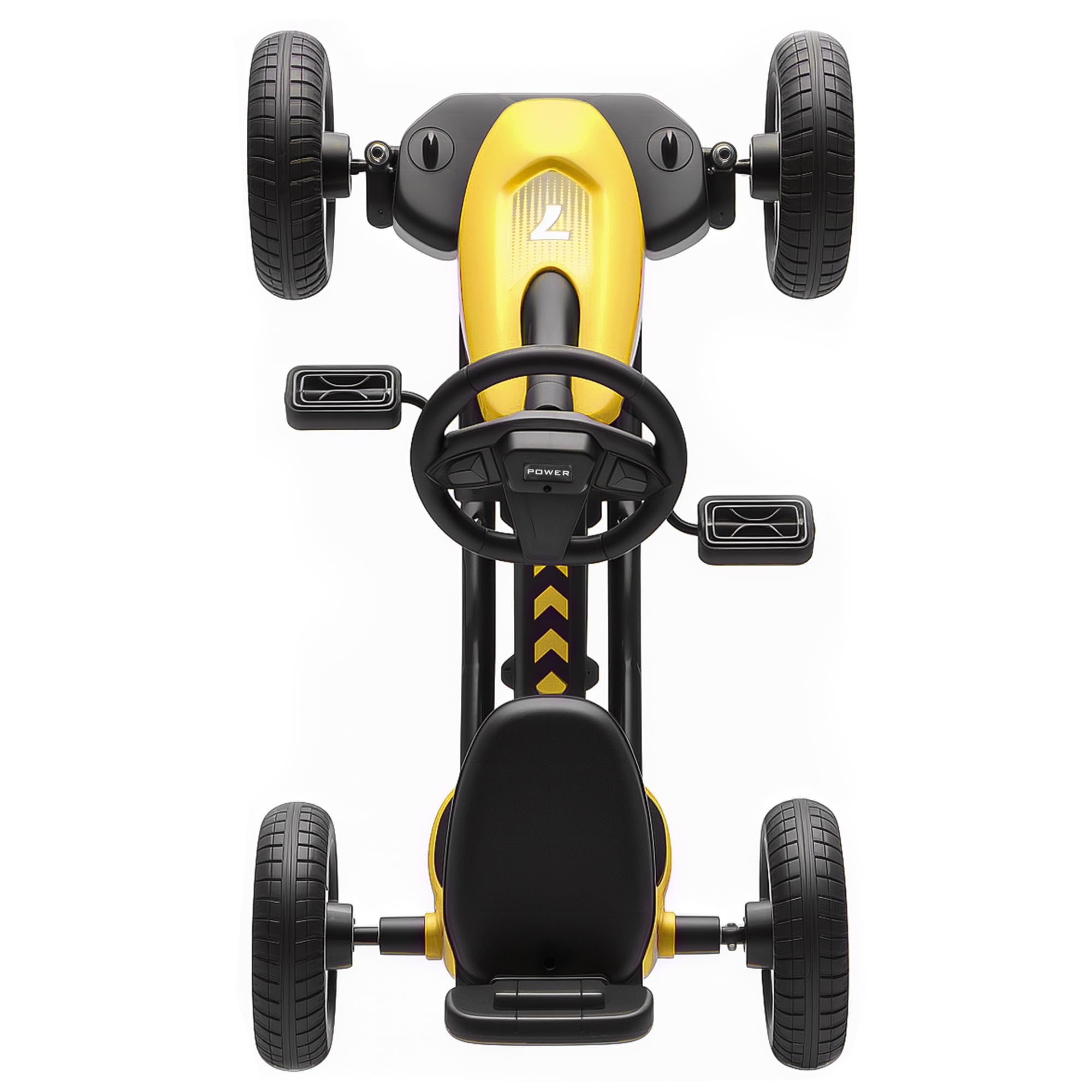 AIYAPLAY Go Kart a Pedales para niños, Coche de Carreras para niños con neumáticos EVA silenciosos, para 2-5 años, Amarillo