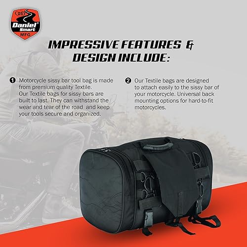 Miniatura 5 de Daniel Smart - Bolsa enrollable para motocicleta con múltiples bolsillos, asegura tu equipaje y cosas con facilidad, incluye cubierta de lluvia para