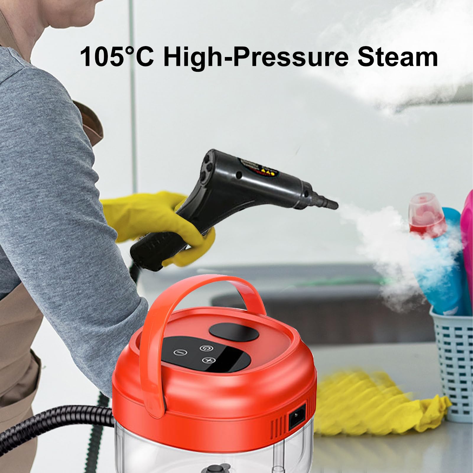 Odkurzacz parowy o mocy 1800 W Wysokotemperaturowa maszyna do czyszczenia parą ze zbiornikiem o pojemności 1700 ml Wielofunkcyjne Szybkie nagrzewanie Regulowane ustawienia (EU Plug 220V)