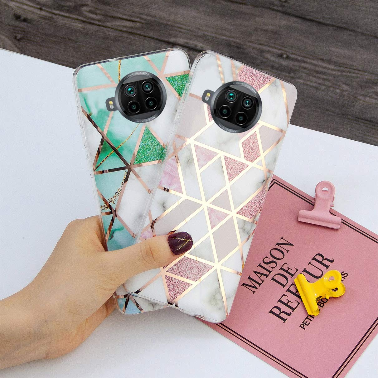 Coque Marbre Pour Xiaomi Mi 10T Lite 5G Slim Housse De Arrière En Verre Trempé Avec TPU Bord étui De Protection Pour Xiaomi Mi 10T Lite 5G (Blanc