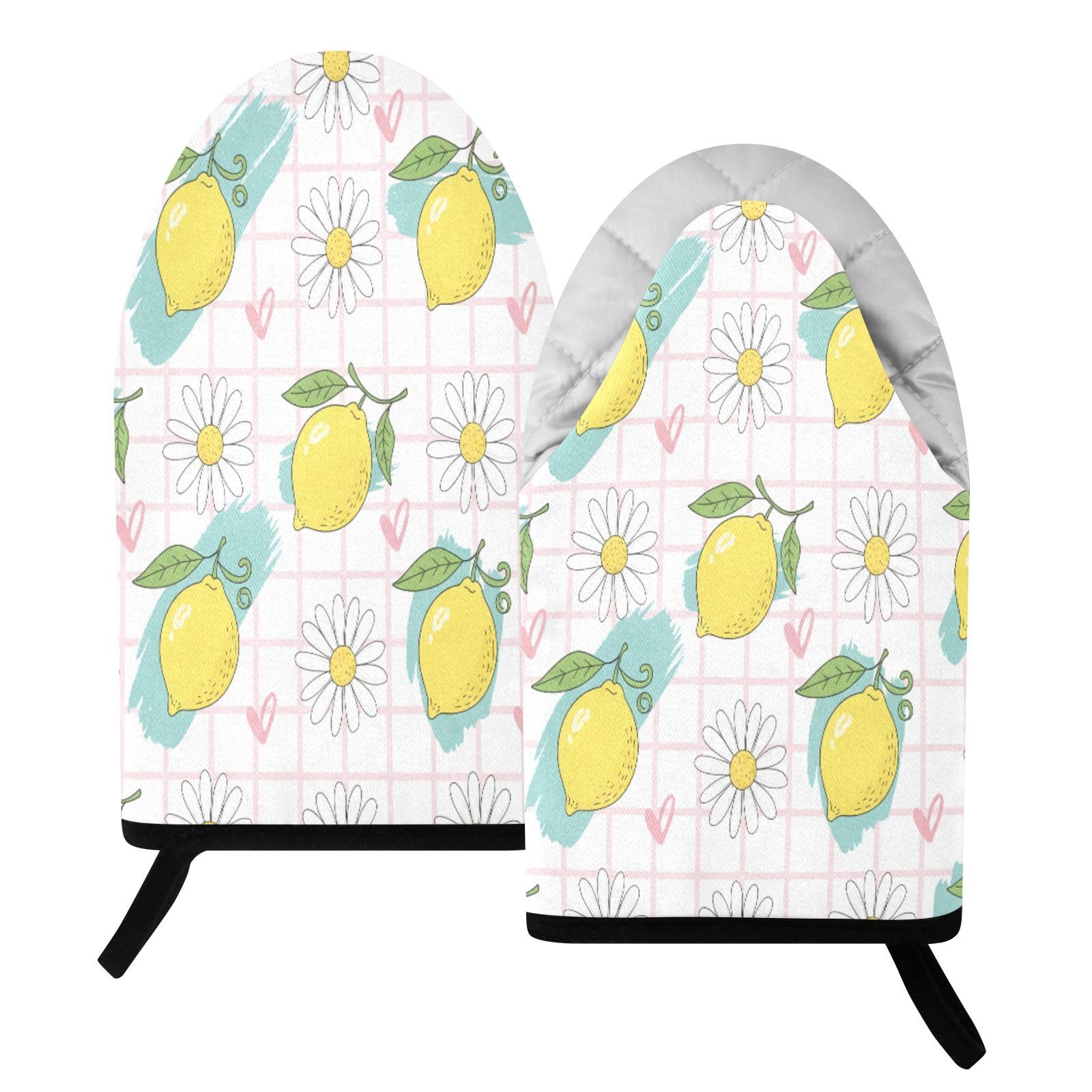 BURSTDDY Lemon Oven Mitt,Heat Resistant Kitchen Mitts for Cooking