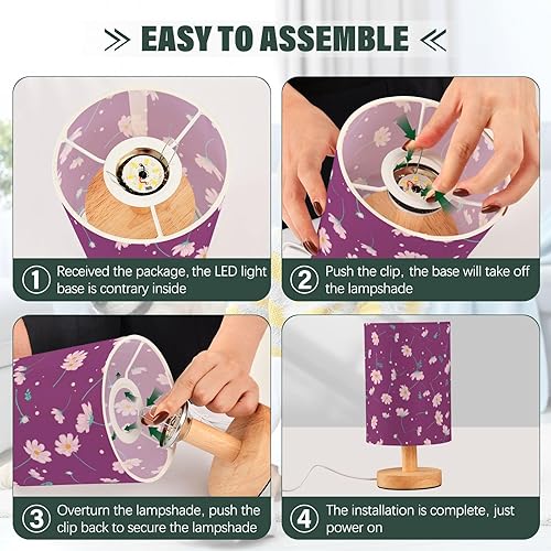 Miniatura 4 de Bedside Lamp Light Table Lamp Decor Floral Cosmos Flower Cute Purple Lamps for Reading Home lampara escritorio Simple