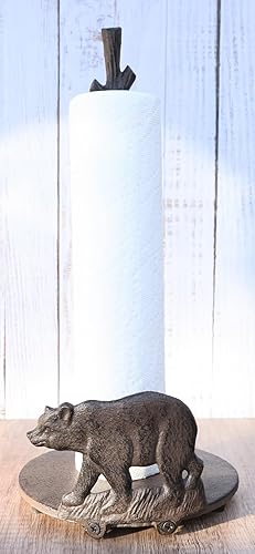 Miniatura 8 de Ebros Gift Soporte para toallas de papel rústico vintage de hierro fundido con oso negro para pasear, 14 pulgadas de alto, osos rústicos, cabaña,