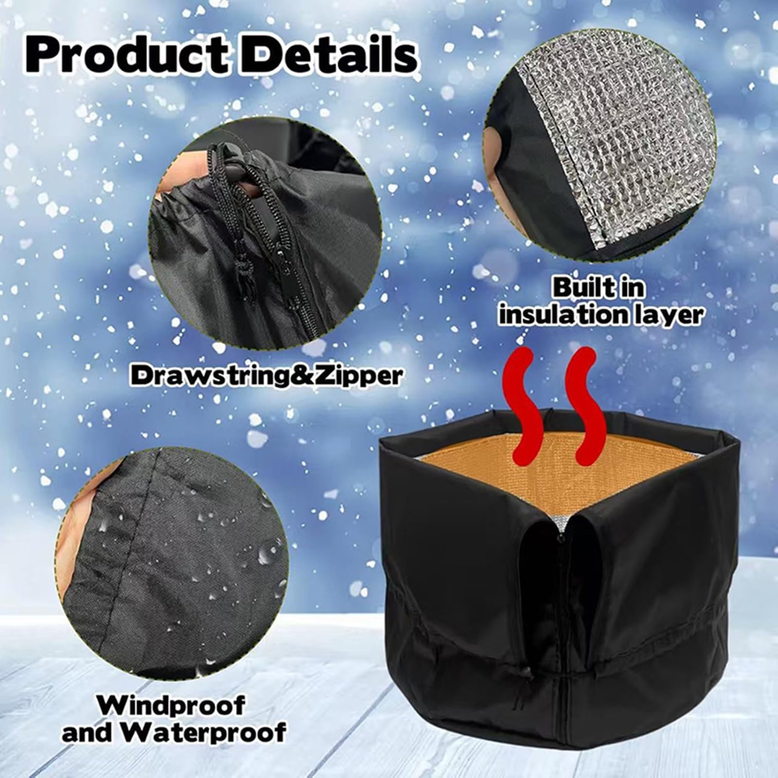 Funda térmica para plantas, funda protectora con cremallera y cordón, aislamiento para macetas para protección de temperatura