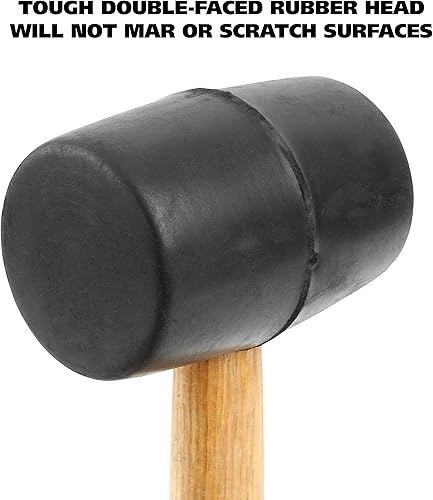 Miniatura 2 de GreatNeck RM8 - Martillo de goma, martillo de goma, mazo con mango de madera dura, seguro para superficies para trabajos de madera, automóviles y