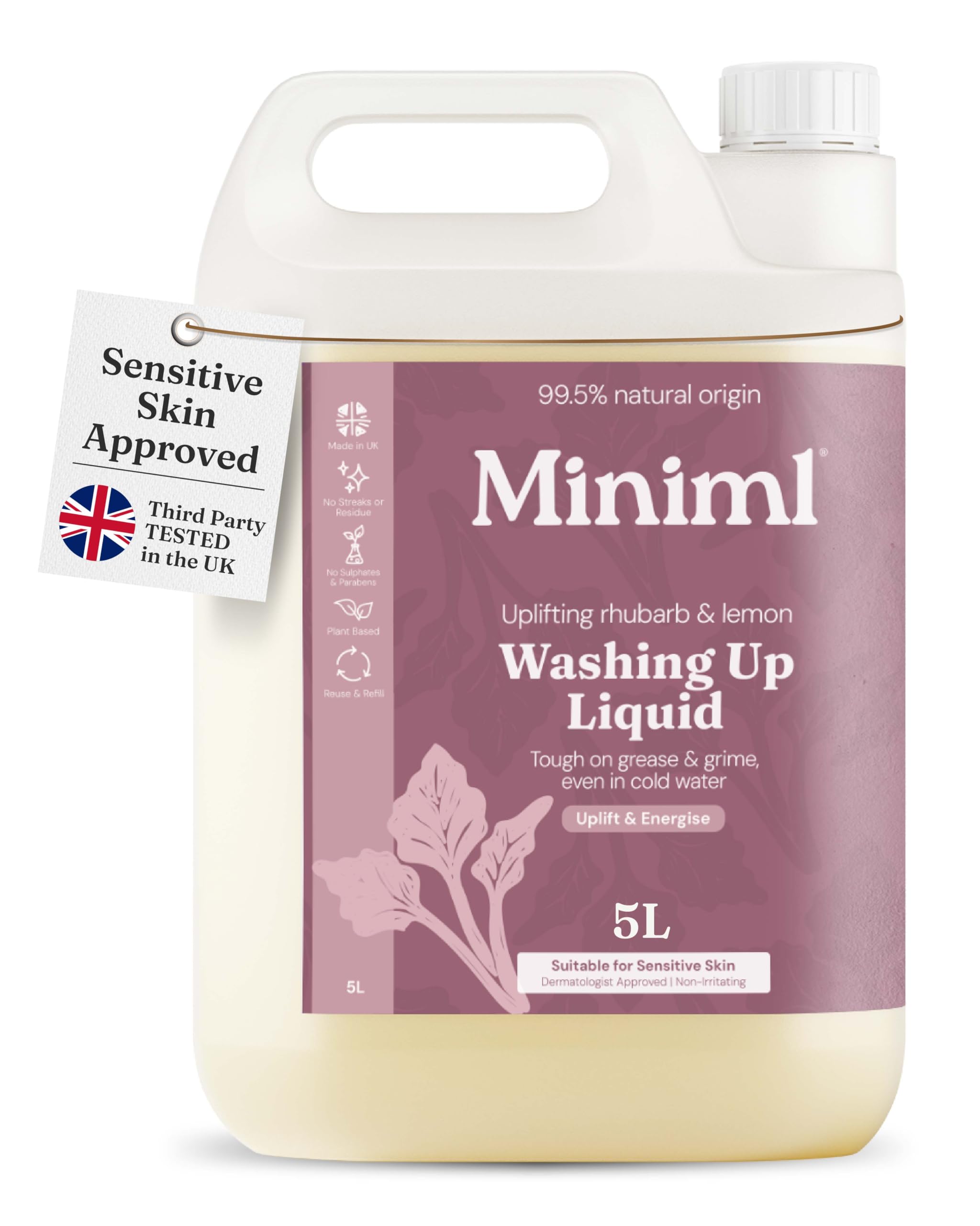 Miniml Eco Washing Up Liquid 5L Refill – Wild Rhubarb & Lemon