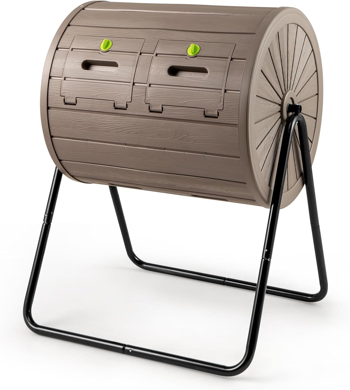 Goplus 37.5 Gallon Dual Chamber Compost Tumbler - 360° Rotating Outdoor Bin w/Lockable Doors, BPA-Free, Easy Assembly for Fast Garden Compost