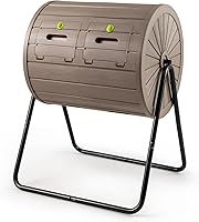 Goplus 37.5 Gallon Dual Chamber Compost Tumbler - 360° Rotating Outdoor Bin w/Lockable Doors, BPA-Free, Easy Assembly for Fast Garden Compost