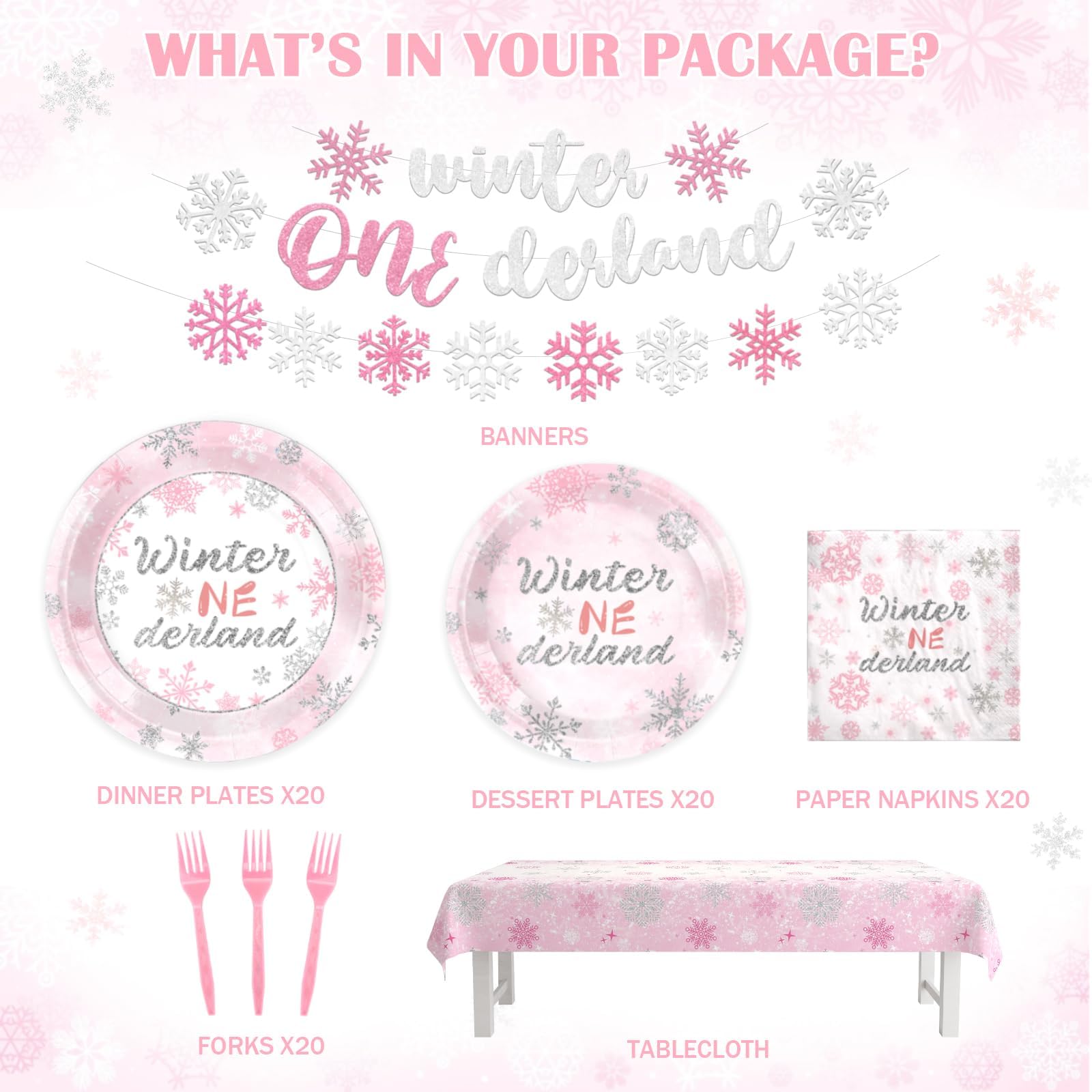 16 Stück Winter-Onederland Goodie-Tüten – Süße Geschenktüten Für Den 1. Geburtstag Mit Pink & Silber & Schneeflocken-Design
