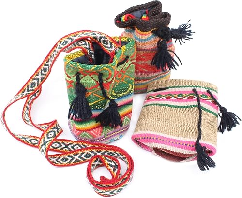 Shamans Market Bolso con cordón peruano - Pequeño Rojo