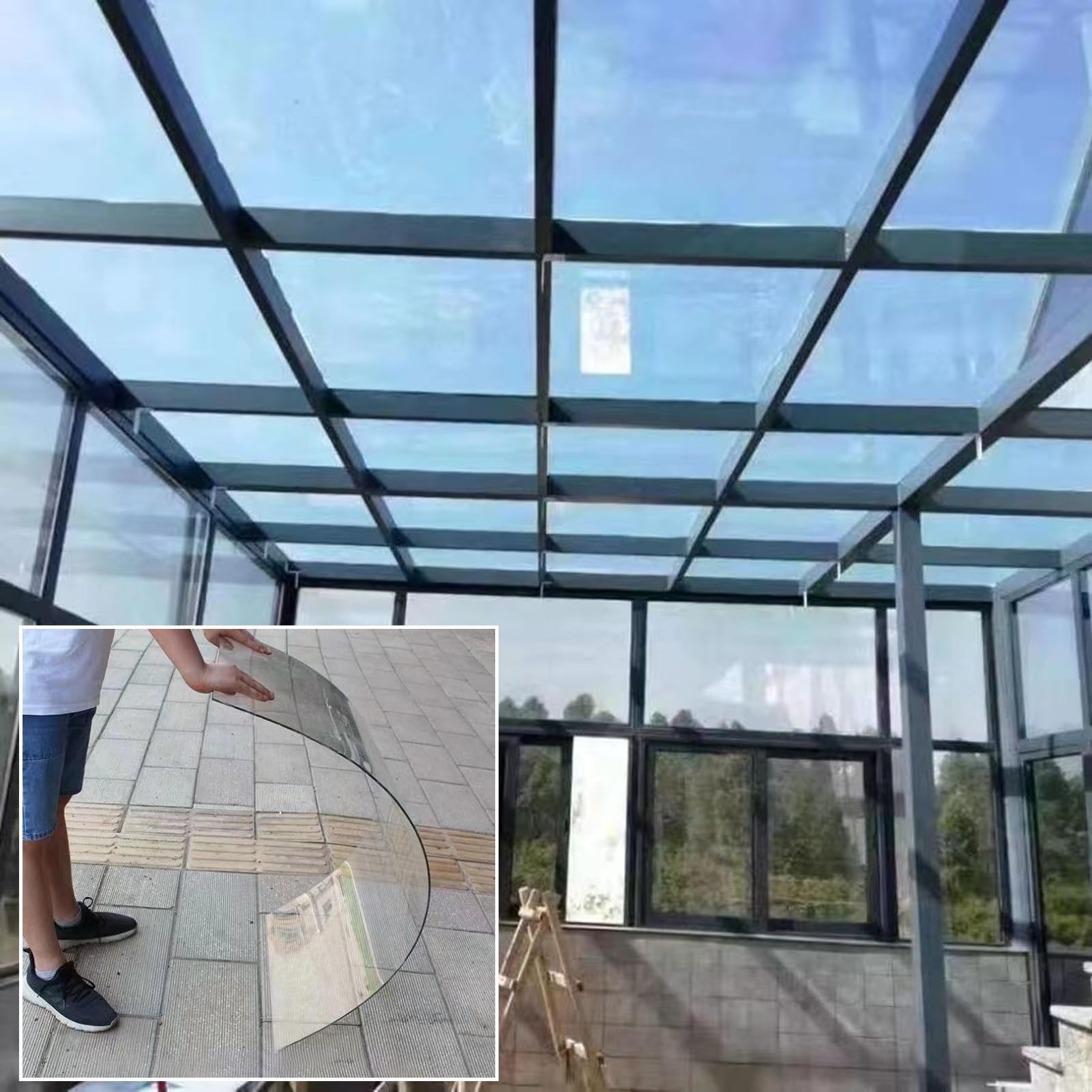 Pannello trasparente spesso 1,2 mm per serre, gazebo e verande, facile da tagliare, 1 m x 16 m / 3.3ft x 52.5ft