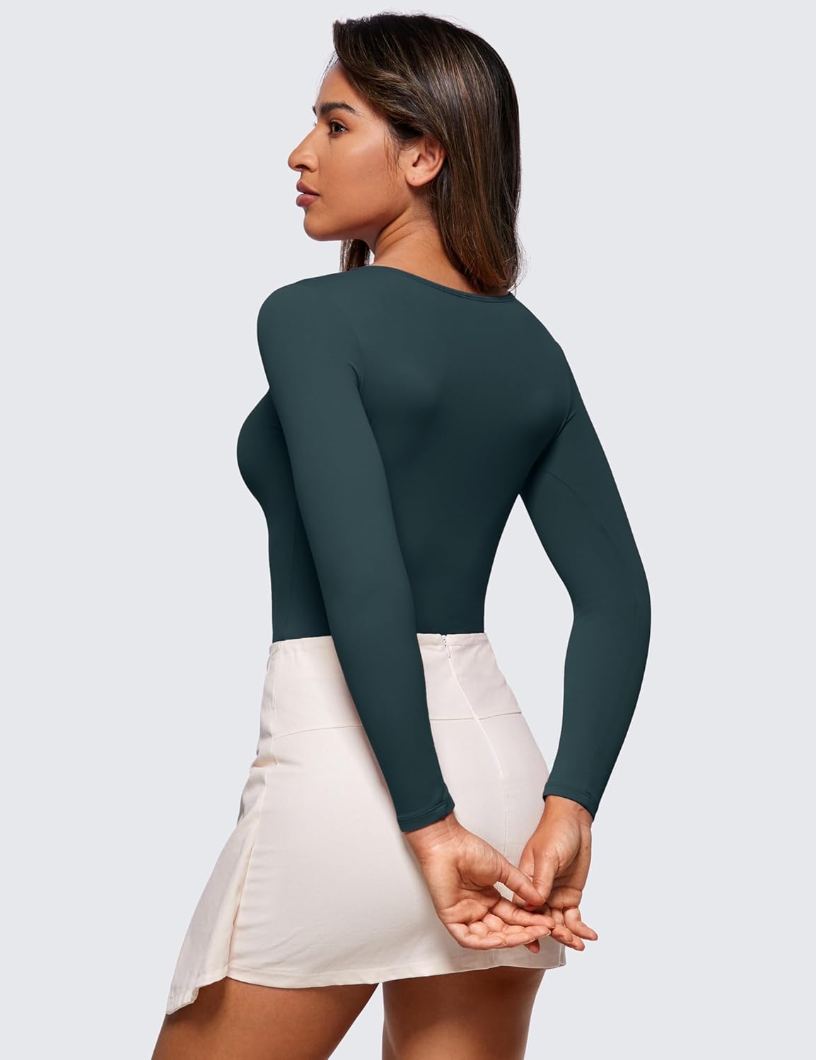 CRZ YOGA Butterluxe Long Sleeve Bodysuit for Women Crew Neck Tops Sexy Thong Breathable Stretchy - Image 3