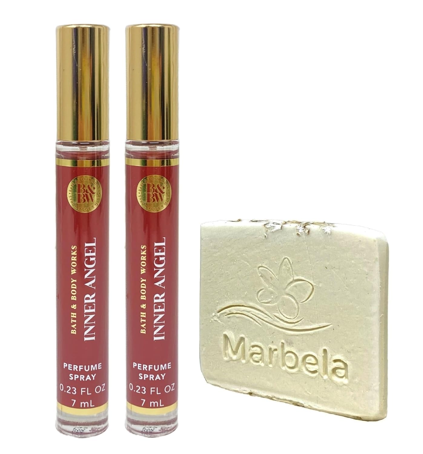 Bath & Body Works Inner Angel 2 Pack Mini Perfume Spray Bundle with a Natural Oats Sample Soap - Travel Size