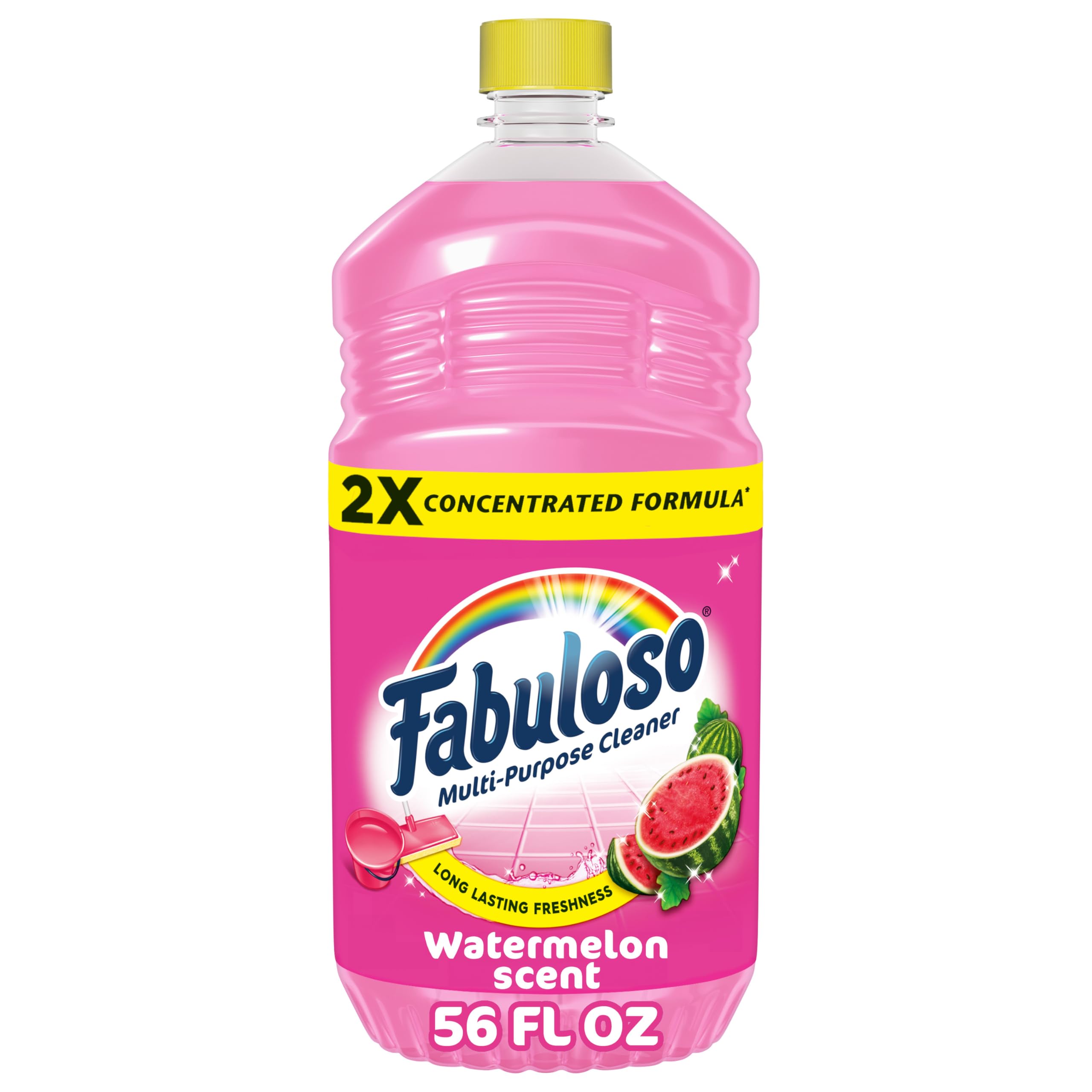 Fabuloso Multi-Purpose Cleaner and Floor Cleaner, 2X Concentrated Formula, Long-Lasting Freshness, Watermelon Scent, 56 fluid ounces Watermelon 56 Fl Oz (Pack of 1)