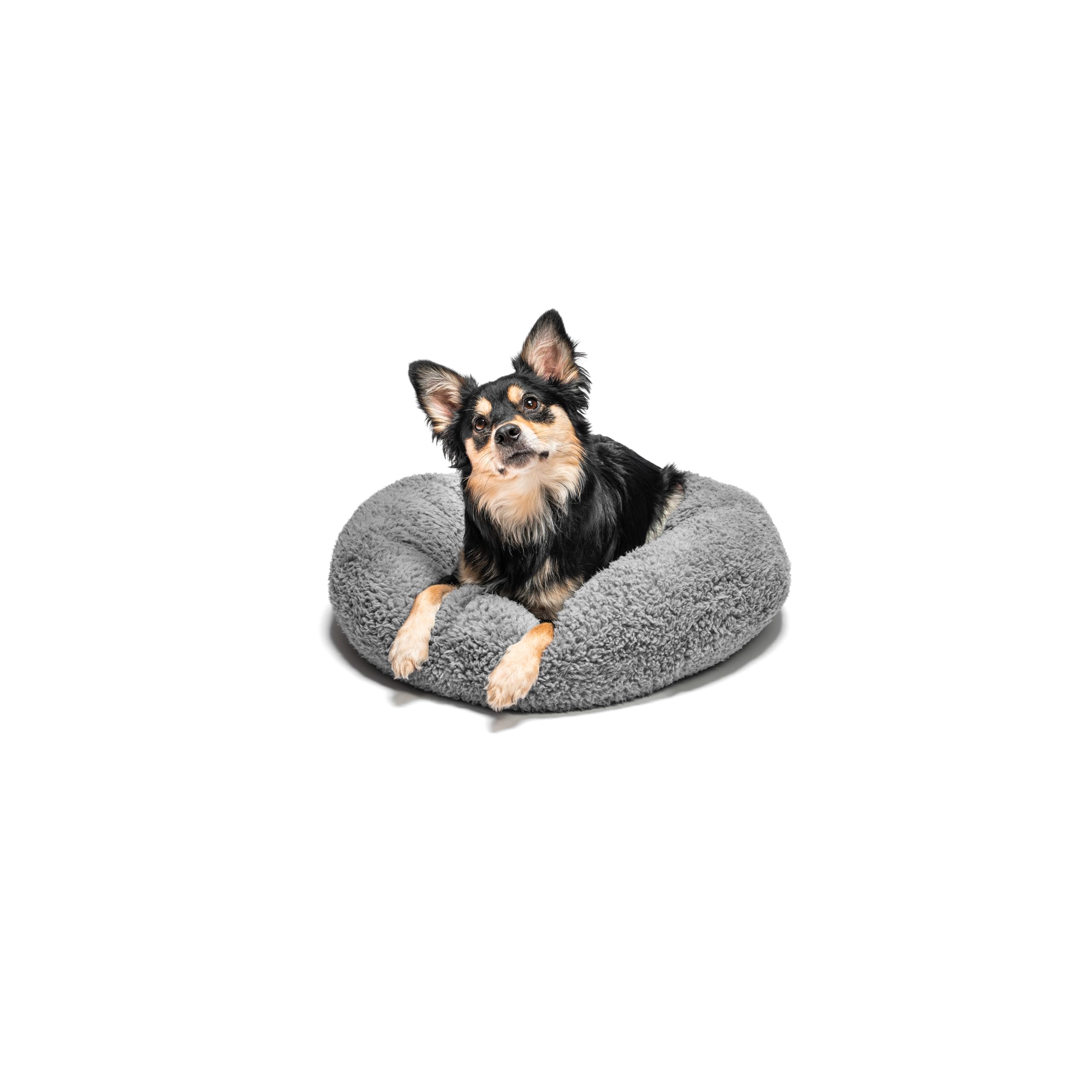 epaw Eco-Friendly Calming Donut Dog Bed - Recycled Fill, Washable & Non-Slip - Round Plush Pet Bed (Grey, Small/Medium/Large/XL) (Small)