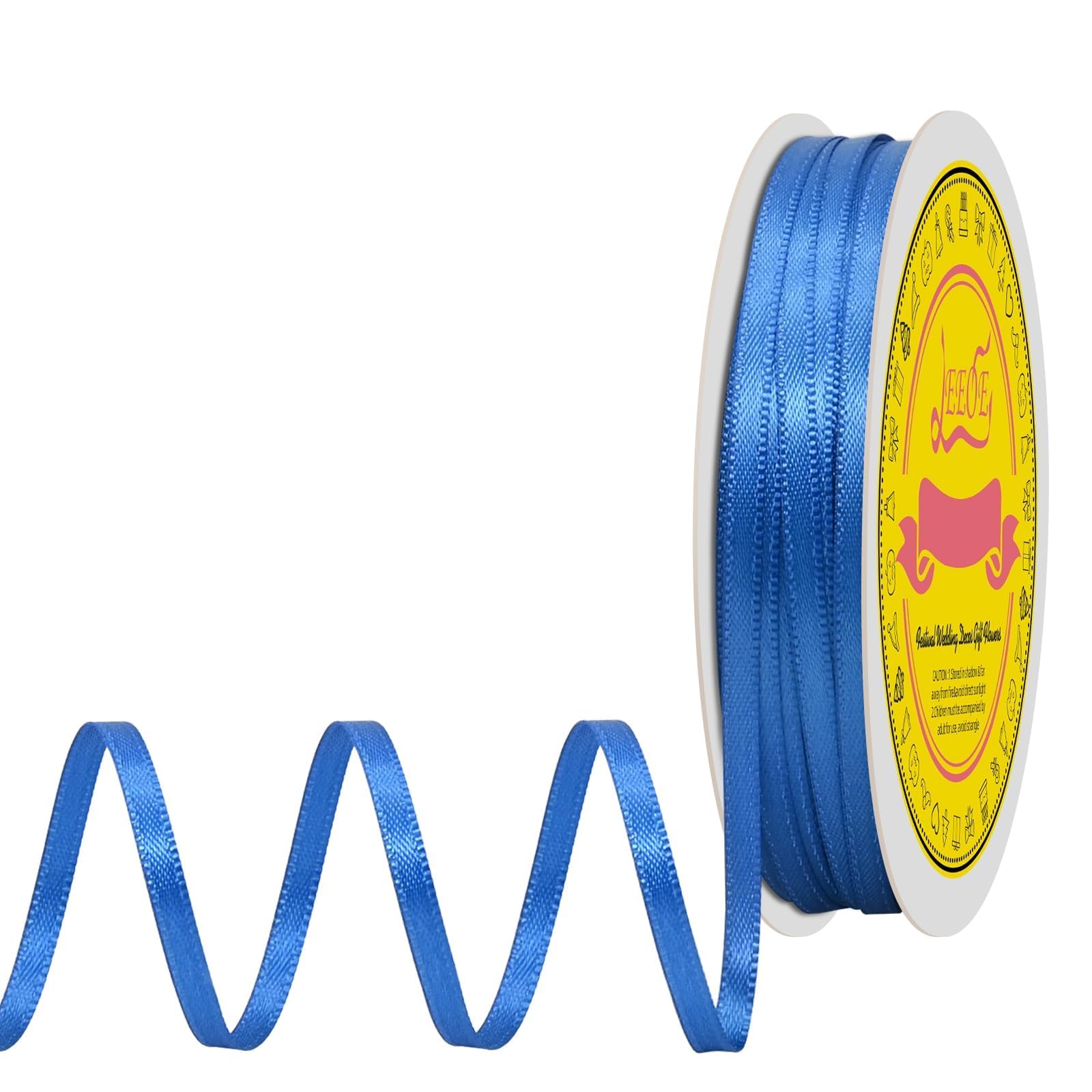 Double Face Royal Blue Satin Thin Ribbon 1/8 inch X 50 Yards Polyester Royal Blue Ribbon for Gift Wrapping Very Suitable for Weddings Party Hair Bow Invitation Decorations and More