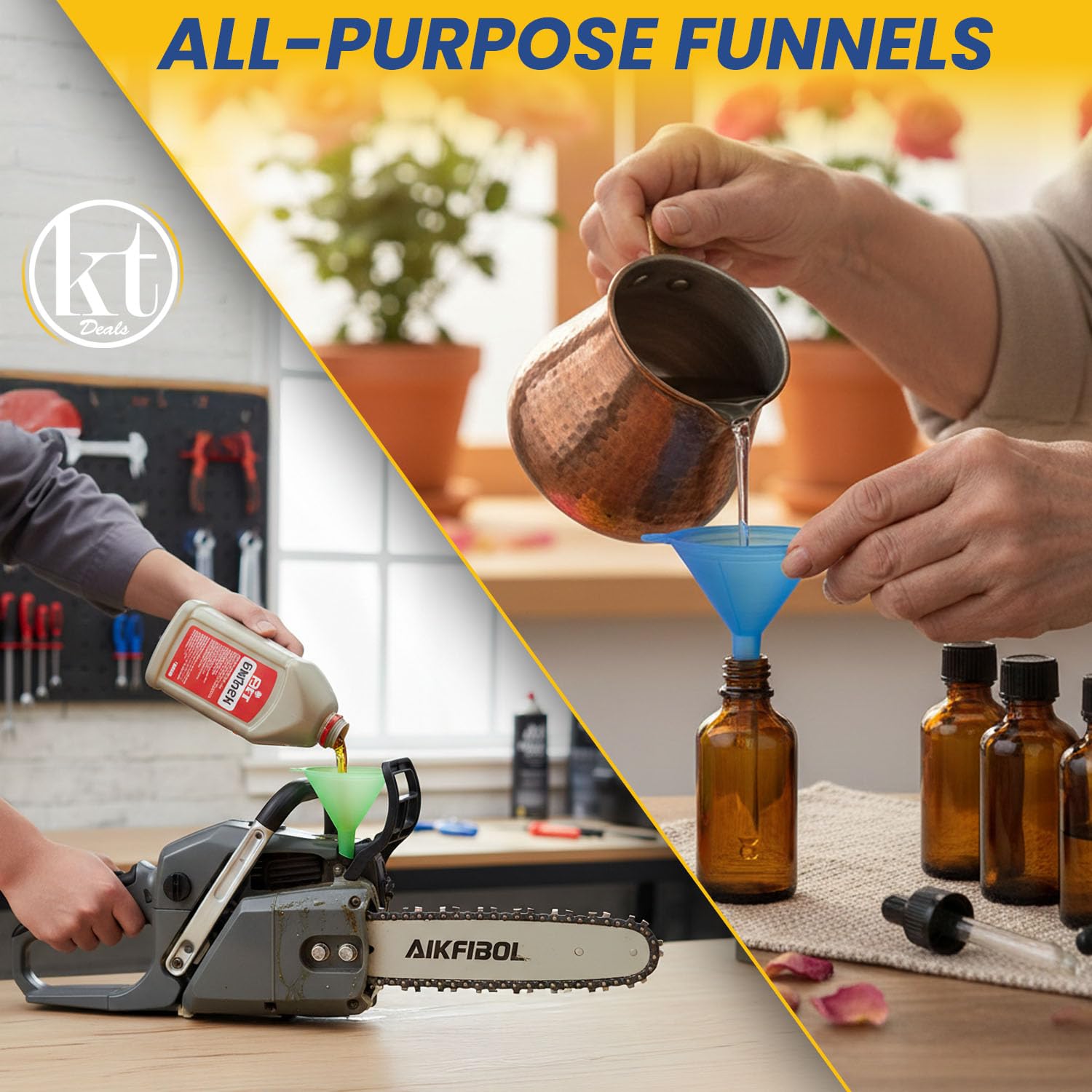 5Pcs All Purpose Plastic Funnel Set, Round Kitchen Funnels, Small to Large Multifunctional Funnels for Liquid Spices Powder Mini Tiny Funnel for Filling Small Bottles Cosmetic Lotion Essential Oil