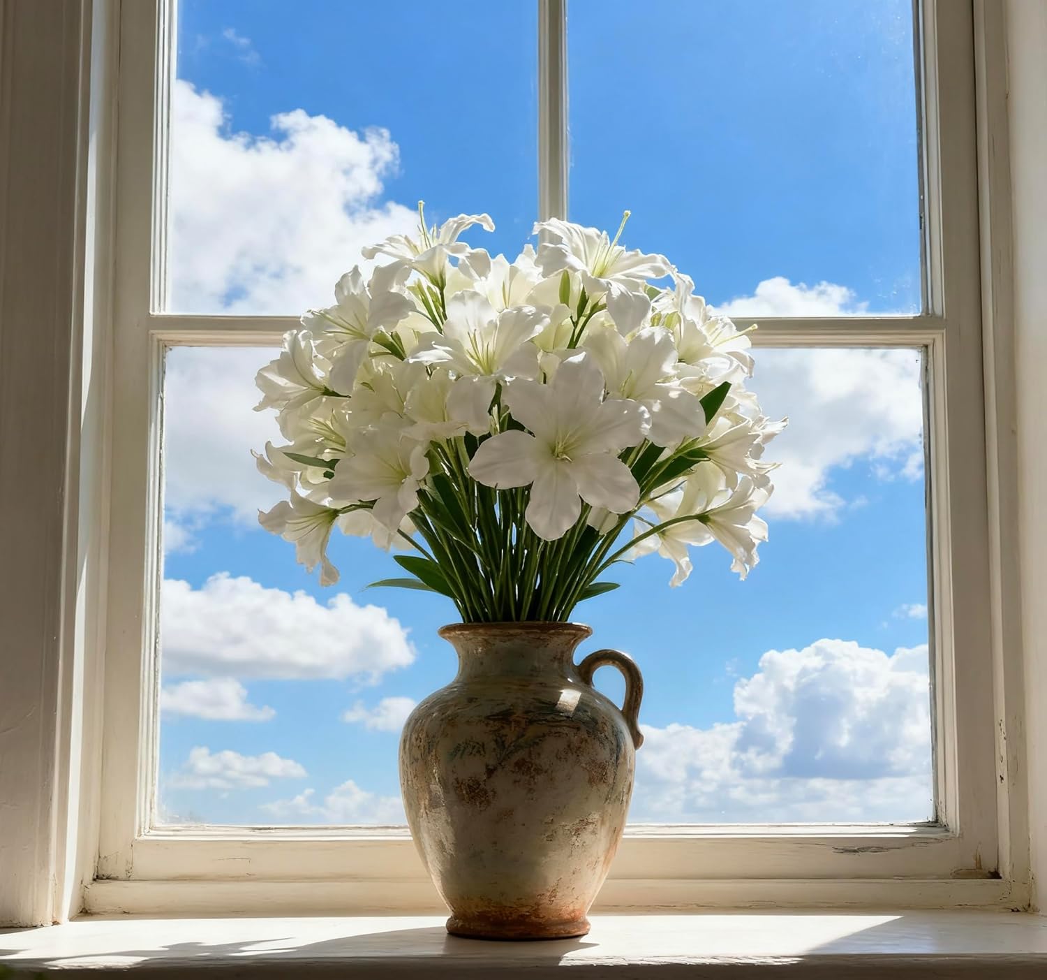 10-Bud Artificial Lily Flowers, 4 Pcs Realistic Silk Lilies for Vase, Silk Flowers for Wedding Decoration (White) - Image 5