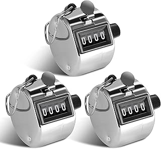 3 Pack Hand Tally Counter, Clicker Counter Handheld 4 Digit Display Metal Manual Mechanical Counter Clicker with Finger Ring for Sport Stadium Coach Referees School Event Golf