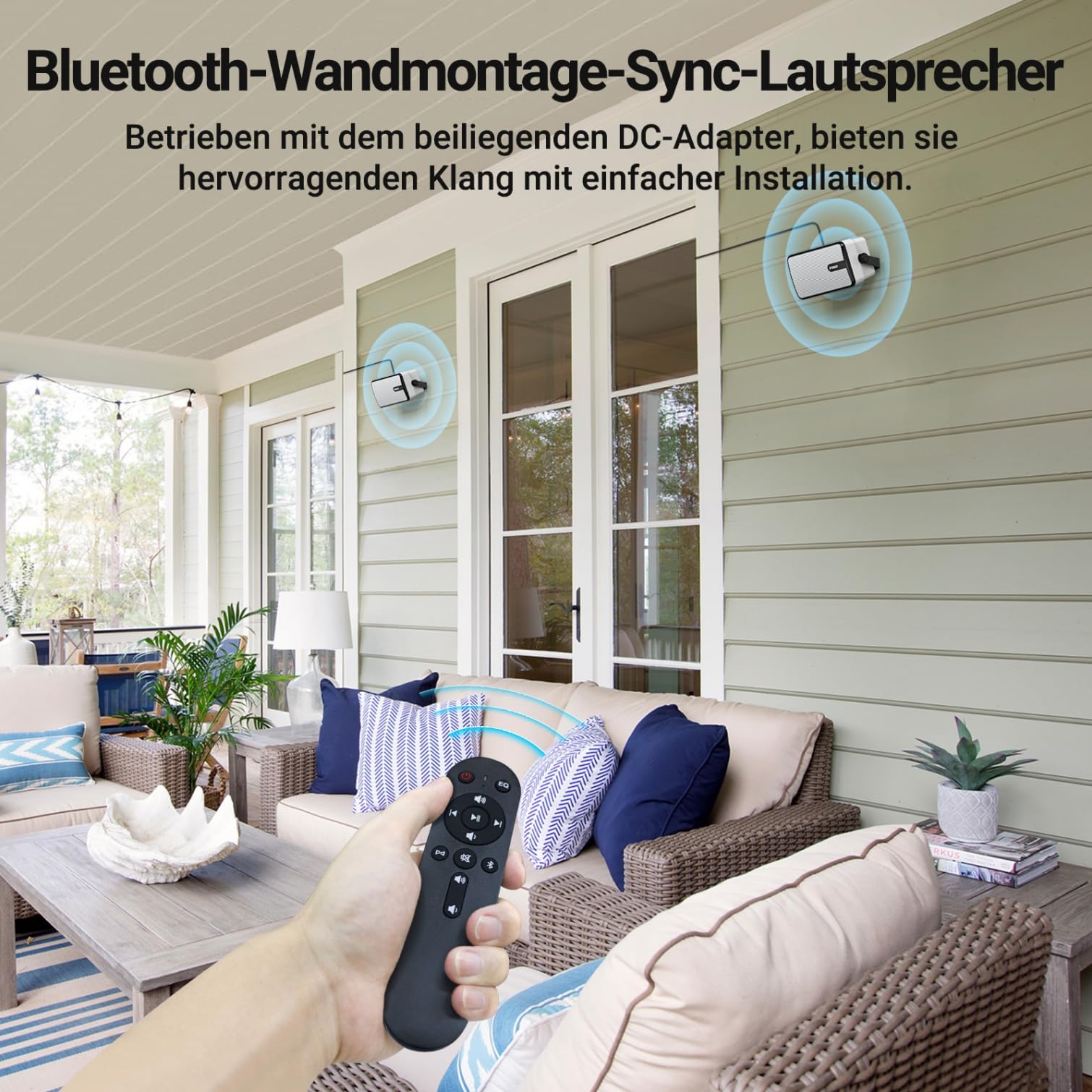 Inwa 250W Bluetooth Outdoor Lautsprecher, Wireless Soundsystem für den Innen- und Außen, IPX5 Wasserdicht (2 Stück, Modell: MZ632, Bluetooth-Name: Sync Speaker, RMS 25W)
