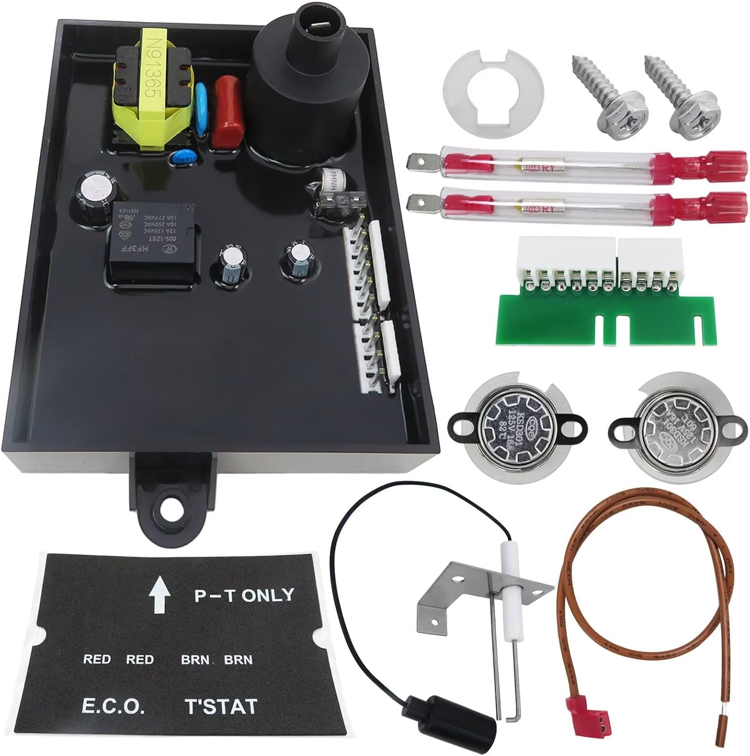 3 in 1 Value RV Water Heater Replacement Spare Kit Fit for Atwood/Dometic, 91365 RV Water Heater Circuit Board, 91447 Thermal Cut Off & Thermostat Kit, 93868 Spark Probe Igniter Electrode