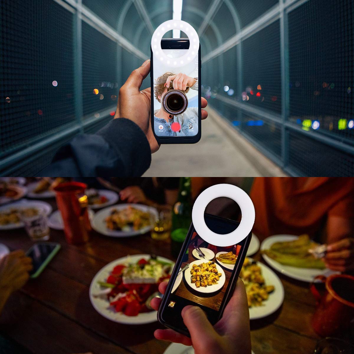 Diyife Selfie Ring Light Ricaricabile 3 Livelli Luminosità 40 LED con Clip per Telefono YouTube Facebook Live Stream