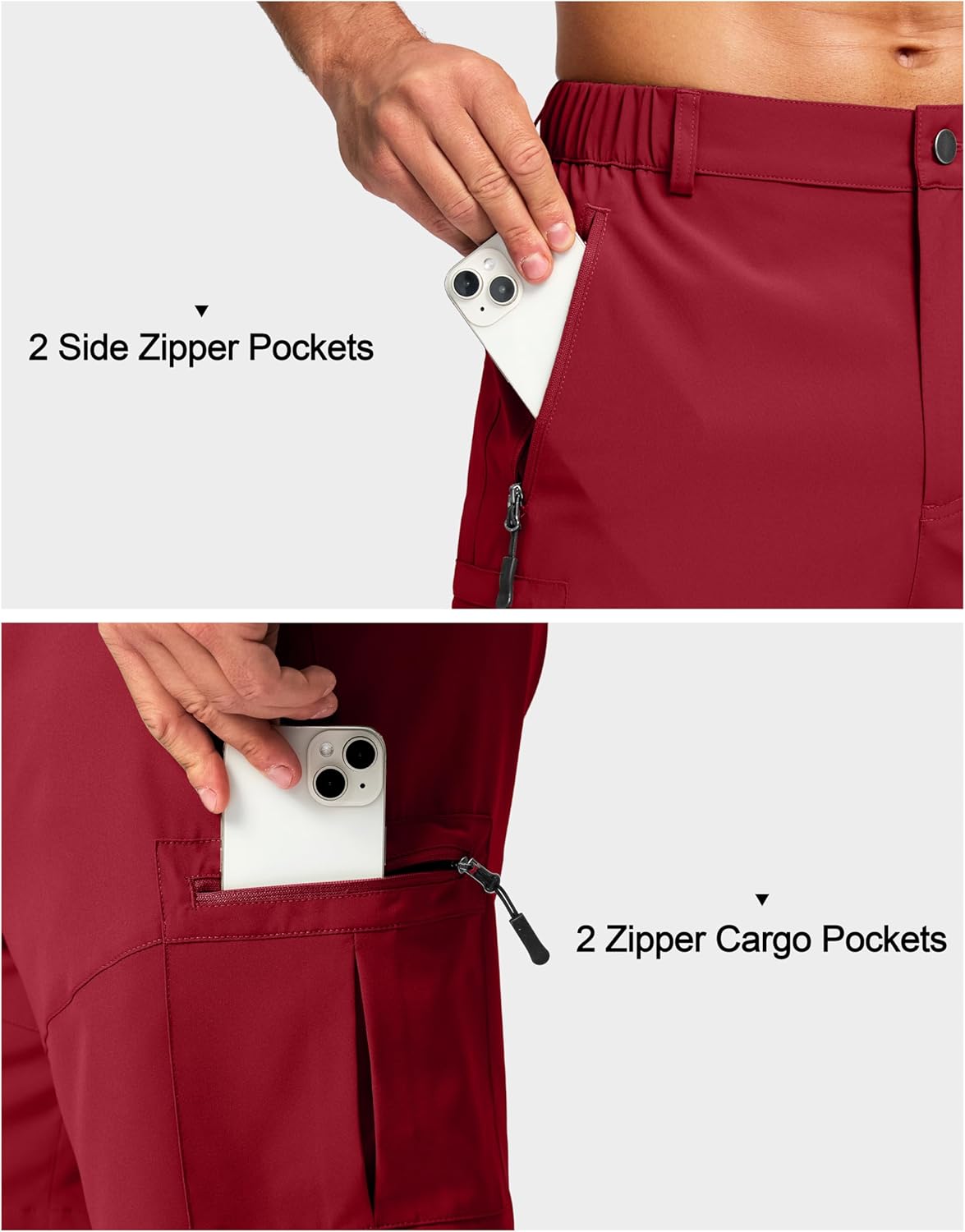 Pudolla Men's Hiking Cargo Shorts 9"/7"/11" Lightweight Outdoor Shorts for Men Trip Golf Camping Casual with 5 Zipper Pockets - Image 4