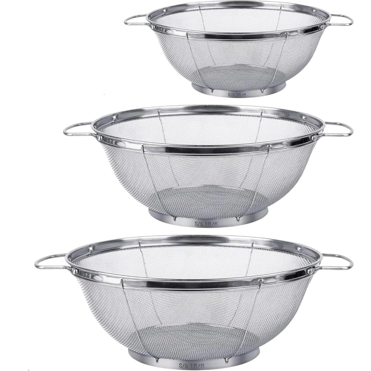 Set di 3 colini in acciaio inossidabile da 5, 4, litri con manici Per Riso, Frutta, Verdura E Pasta