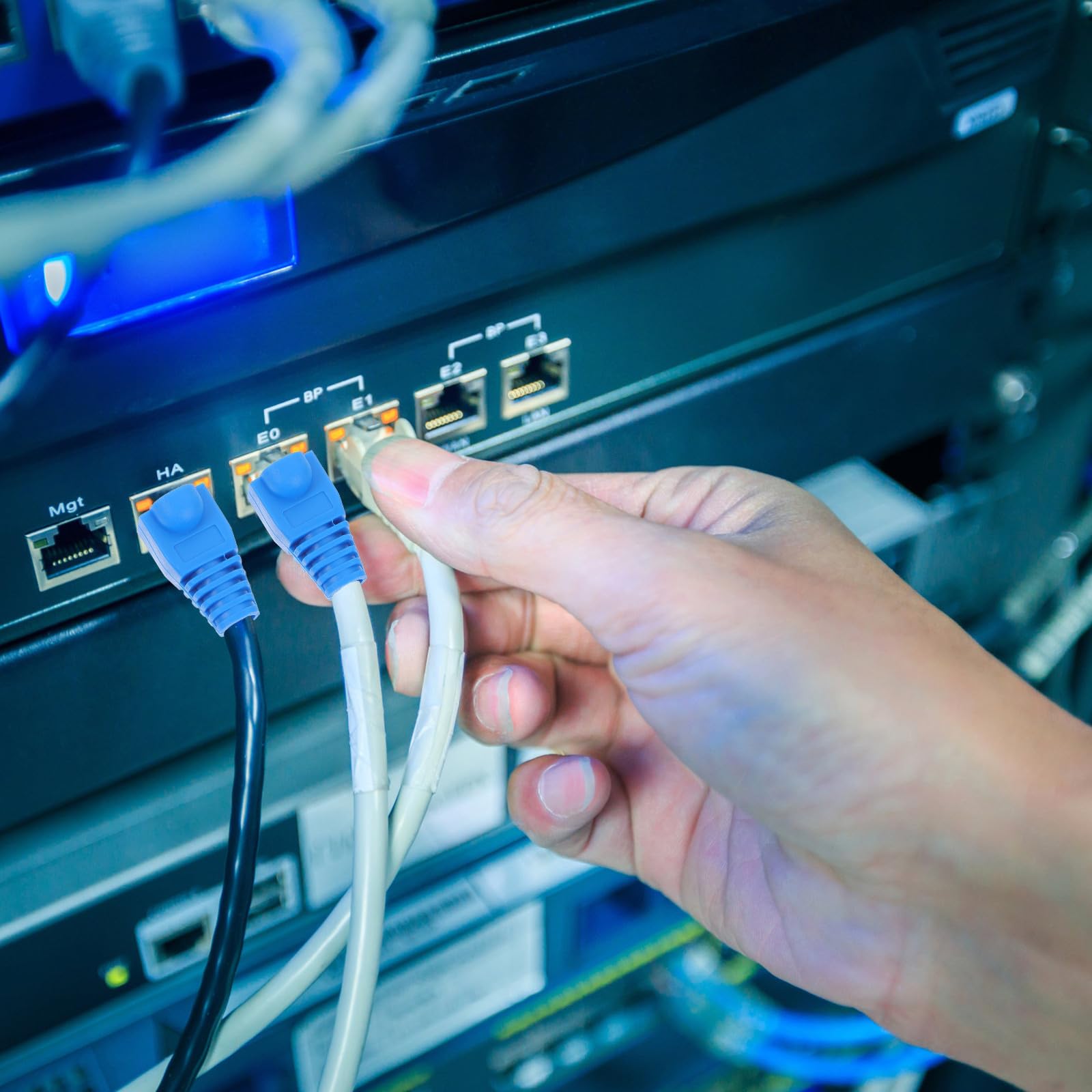 Kichvoe Cubierta de Protección para Conector Rj45 y Cable de Red, Plástico Azul, 100 Piezas, Evita la Entrada de Agua y Protege el Enchufe