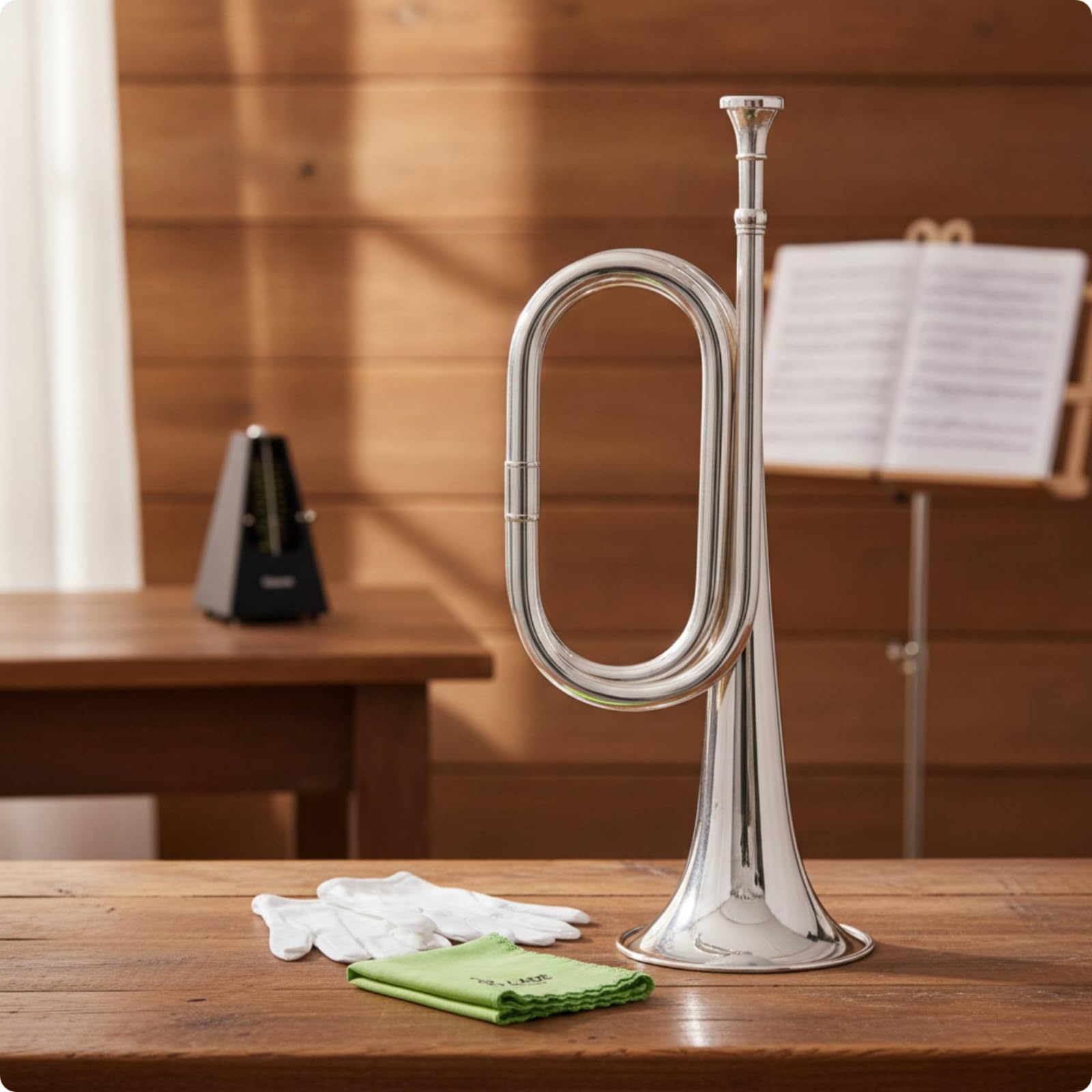 Qianly Tromba Militare Leggero Chiarina Compatto Strumento a Fiato per Bande Musicali, Sfilate, Oro