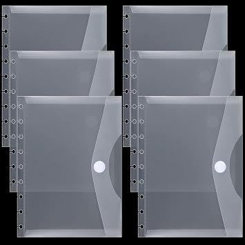 6 Pack 9 Disc Planner Pockets 7 x 9.25 Inches Medium Size Discbound Notebook Dividers Planner Inserts Envelopes Pocket for School Office Home Work Organizer
