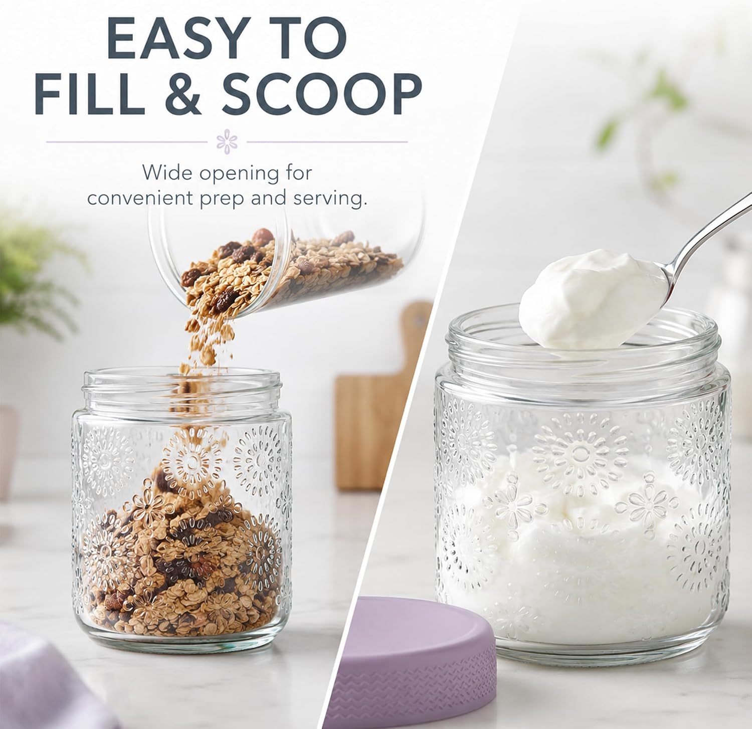 16 Oz Glass Overnight Oats Jars with Lids, 6-Pack