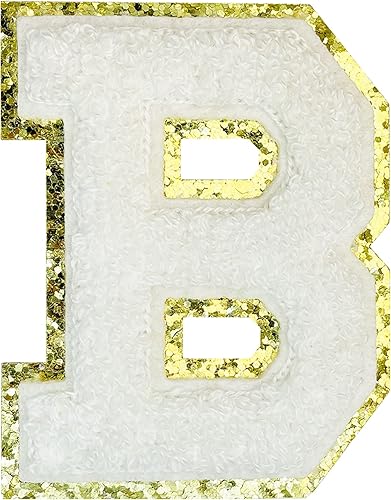 Miniatura 150 de Jongdari Letras termo-adhesivas para ropa, parche de letras de felpilla con brillantina del alfabeto, apliques para coser con adhesivo planchado, 8
