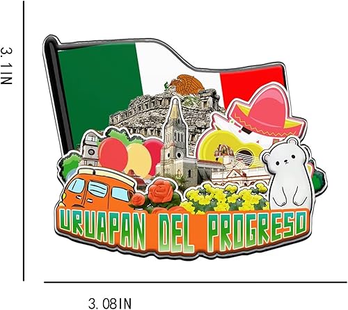 Miniatura 3 de Uruapan del Progreso - Imán para nevera con imán de México en 3D, monumentos de madera, recuerdos coleccionables, decoración hecha a mano -2117