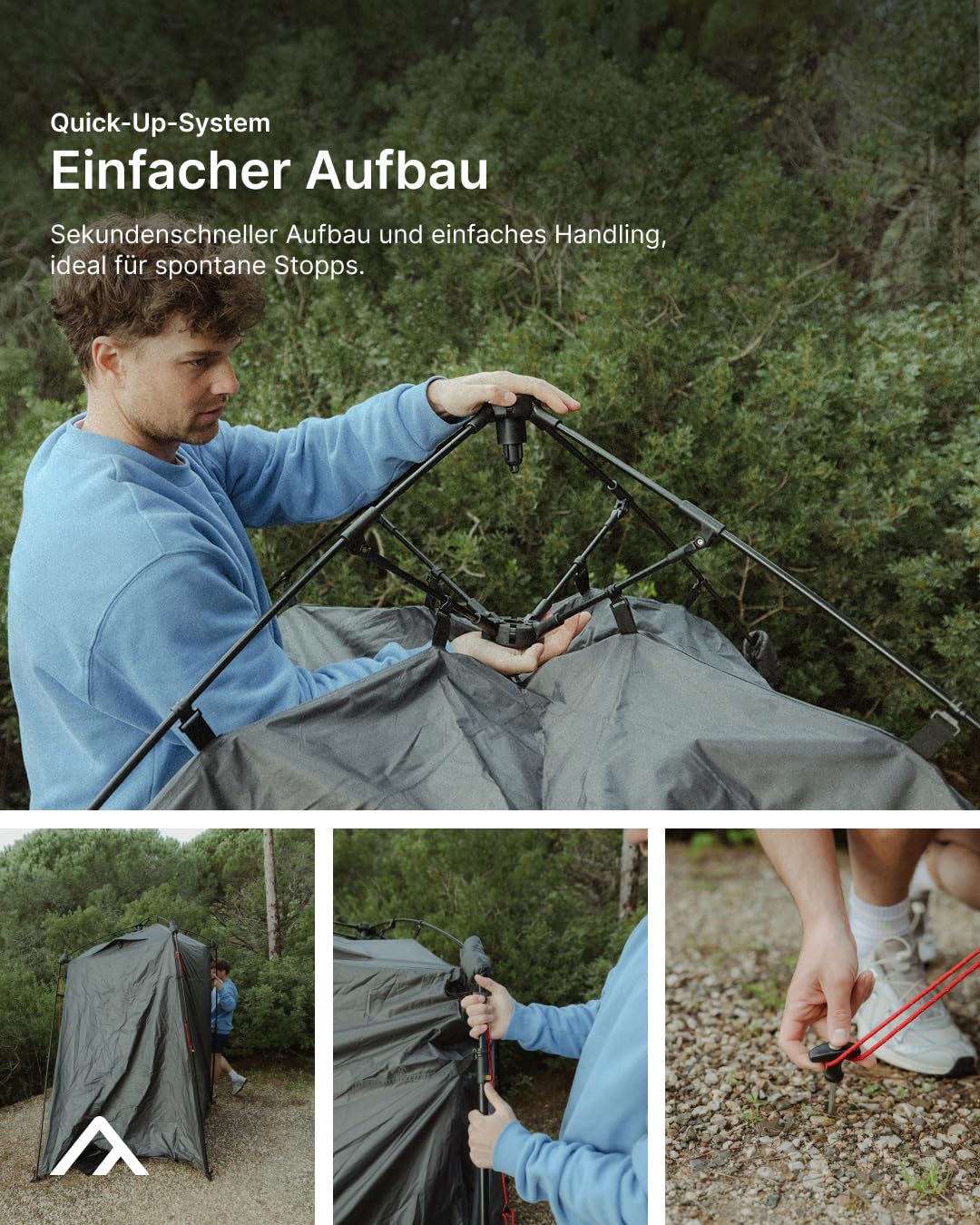 qeedo Quick Shower Cabin - Duschzelt Camping mit Boden - blickdichtes Pop-Up Umkleidezelt - Camping Privatzelt mit Quick-Up-System, WC Zelt mit Toilettenpapier- und Duschgel-Halterung