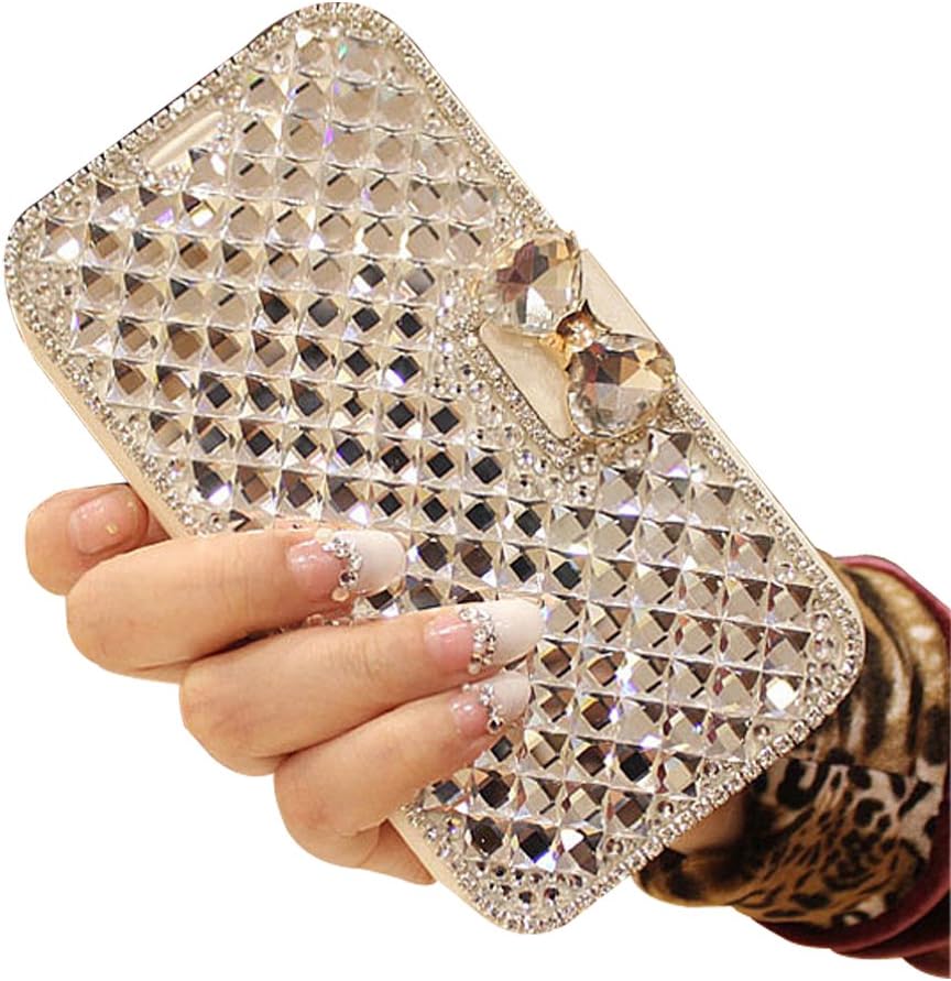 Flip Leather Case for Samsung A9 PRO, Luxury Glitter Bling Diamond 3D Handmade Rhinestone Cover for Samsung A9 PRO with Card Slot and Stand (for Samsung A9 PRO)