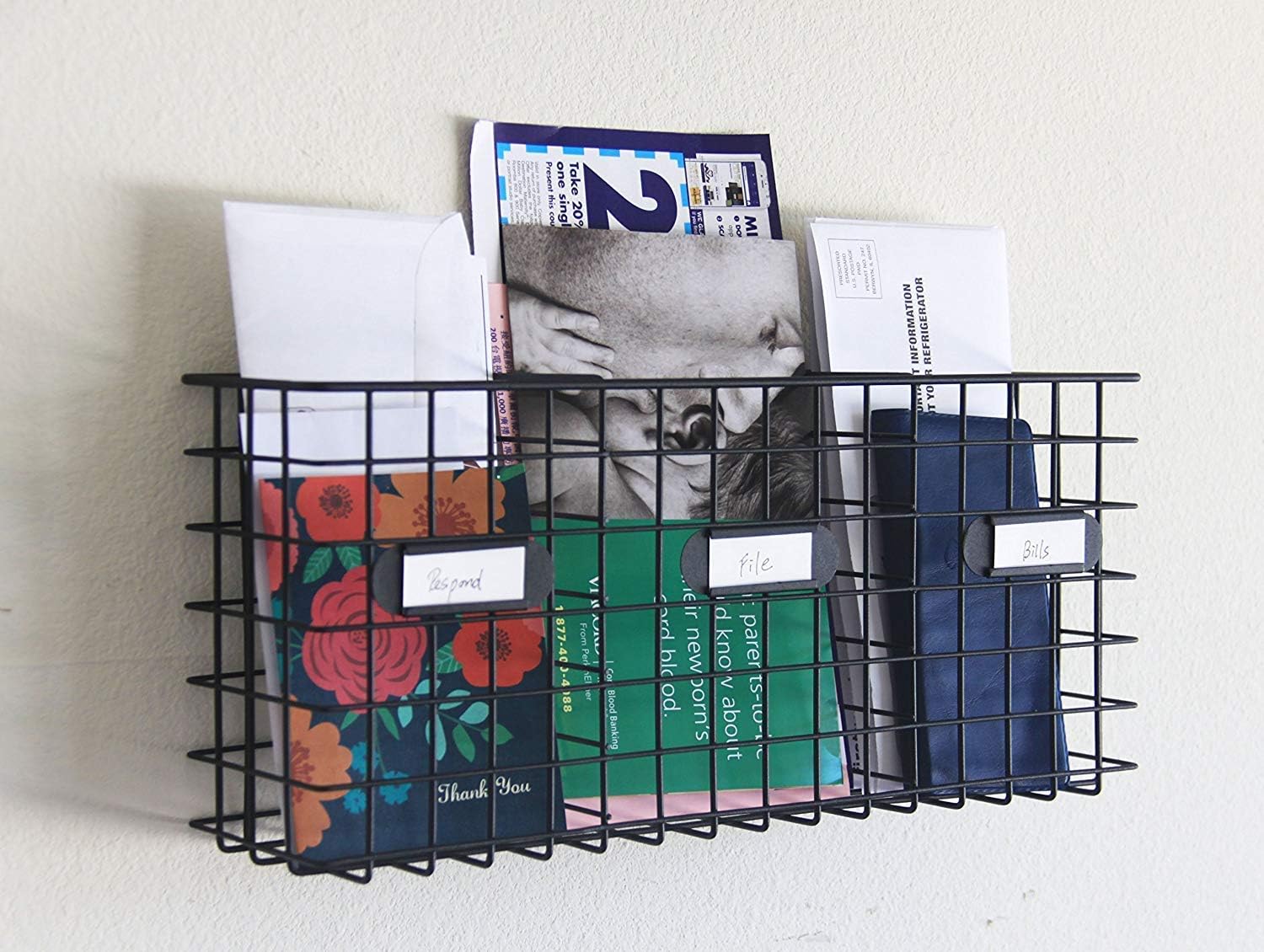 Indian Decor 21602 Home/Office Wall Mounted Three Compartment Mail Basket Letter Holder/Brochure Holder/Letter Rack/Mail Sorter Black Metal-picture-25