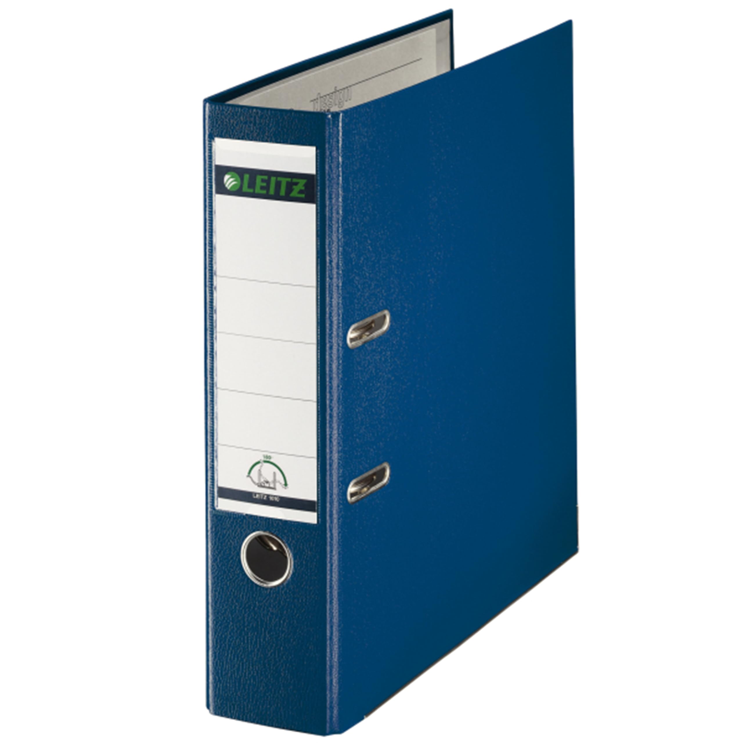 Leitz - 10 Raccoglitori a leva A4 per ufficio, Registratore con meccanismo a leva apertura a 180°, Portaetichette sostituibile, Capacità 600 fogli A4, 10101035, Blu