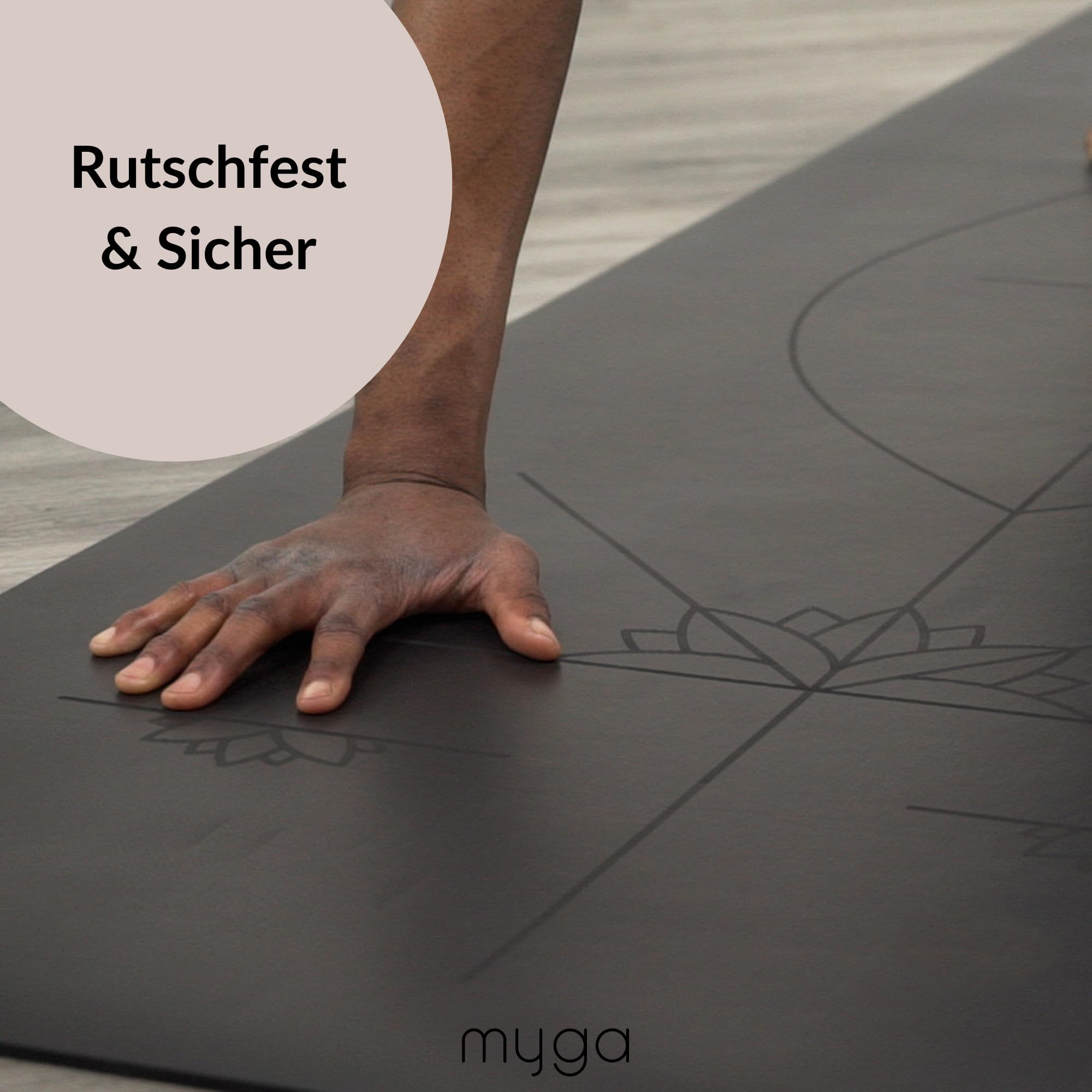 Myga Große Ausrichtungs-Yogamatte mit Körperausrichtungslinien, umweltfreundliche, rutschfeste Yogamatte, hochdichte PU-Polsterung (205cm x 70cm x 6mm)