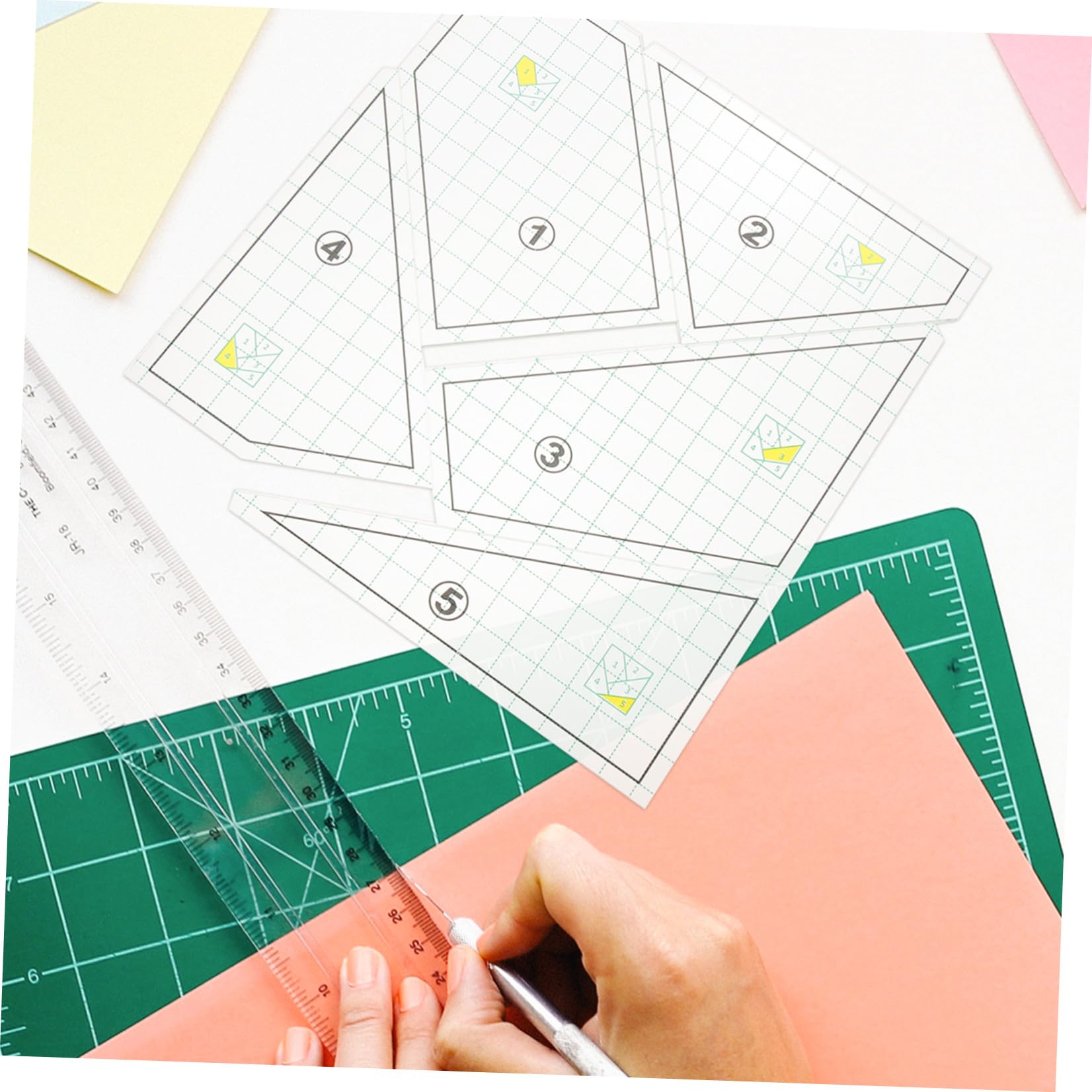 Artibetter 5pezzi Modelli Per Quilting Domestico Righelli Per Trapuntatura Strumenti Per Cucire Fai Da Te Riutilizzabili e Resistenti Per Sartoria e Modellisti