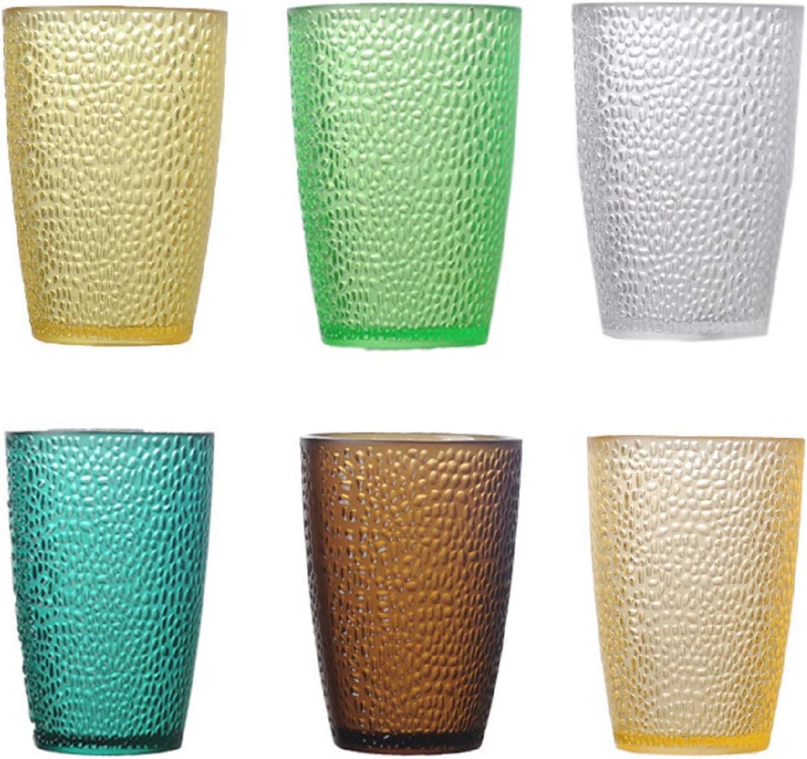 Tebery 6 Pack Drinking Glasses Set 12oz Colored Plastic Tumblers Cups Glassware Unbreakable Water Cups Juice Tumblers