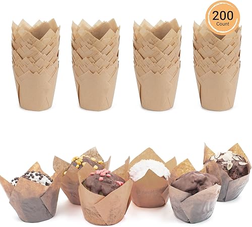 Miniatura 10 de Parmedu 160 revestimientos de papel de tulipán para magdalenas y muffins, resistentes al aceite, tamaño estándar, 4 colores, patrón de rosas, para